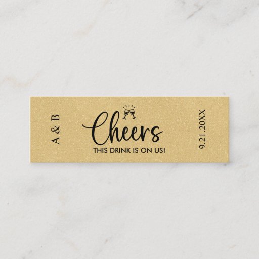 Customizable Gold Wedding Drink Ticket Voucher