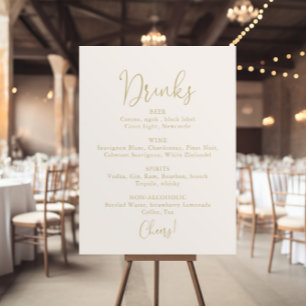 Gold Wedding Drinks Menu Fancy Script Sign