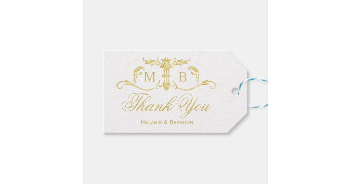 Gold wedding favor gift tags Wedding Thank You tag | Zazzle