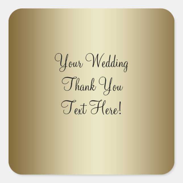 Gold Wedding Favor Thank You Sticker (Front)