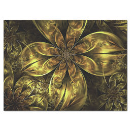 Gold Wedding Fractal Flowers Tissue Paper
