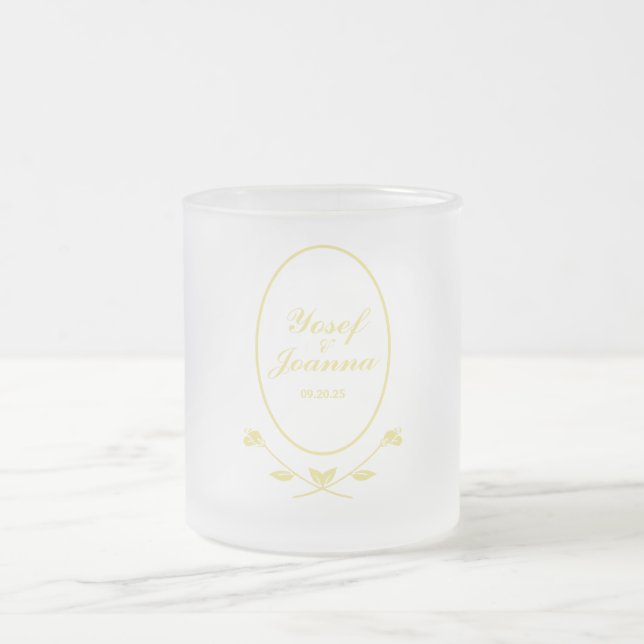 Gold Wedding Frosted Glass Coffee Mug (Center)