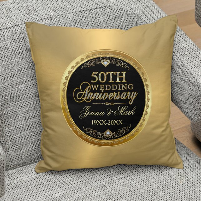 Gold Wedding Glam Gold & Diamonds Throw Pillow (Creator Uploaded)