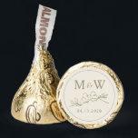 Gold Wedding Hershey®'s Kisses®<br><div class="desc">Elegant modern minimalist ivory gold wedding candy favors with monogram - initials,  gold unique hand drawn couple love birds and trendy calligraphy.</div>