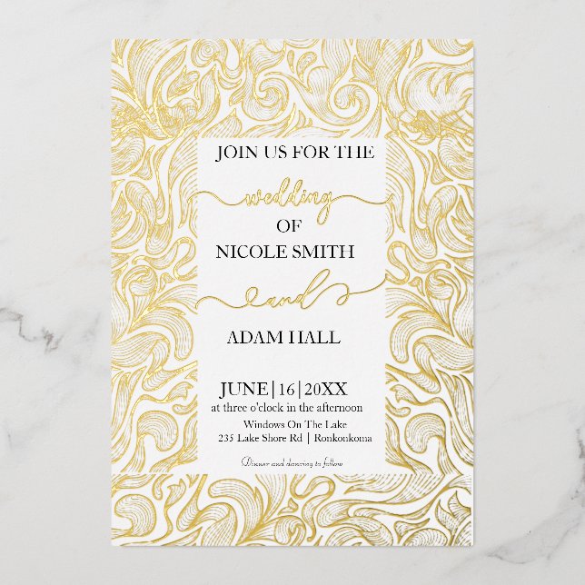 Gold Wedding Invitation Foil Invitation (Front)