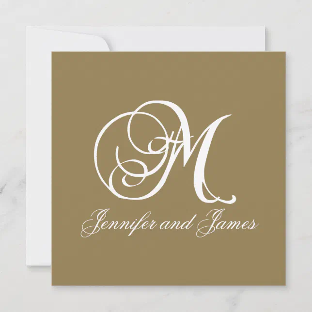 Gold Wedding Invitation Monogram M Template | Zazzle