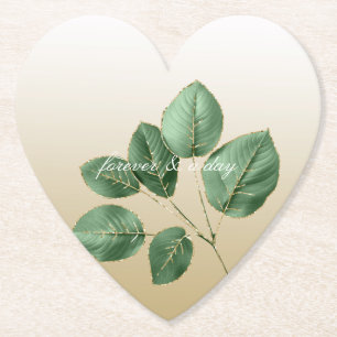 Gold Wedding Leaves Paper Coaster