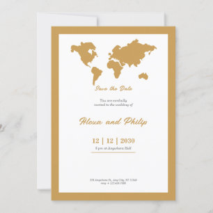 Gold Wedding map Invitation