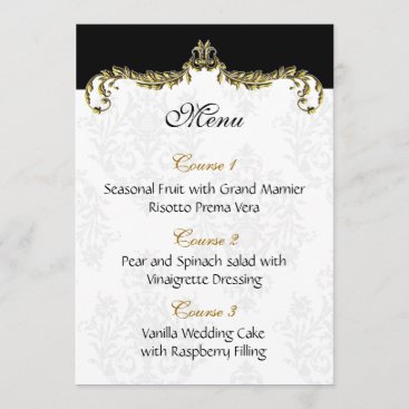 gold wedding menu