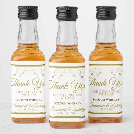 Gold Wedding Mini Liquor Bottle Label Thank You | Zazzle.com