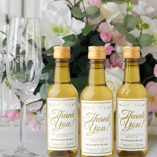 Gold Wedding Mini Wine Bottle Tag Thank You Wine Label