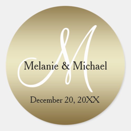 Gold Wedding Monogram Seals Stickers