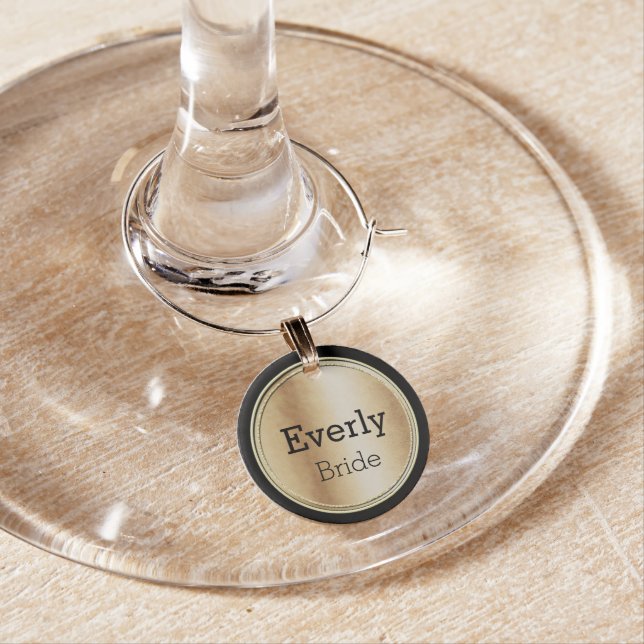Gold Wedding Party or Special Occasion Wine Glass Charm (In Situ)