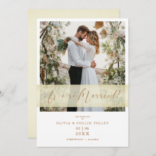 Gold Wedding Photo Just Married Hand Letterd Quote