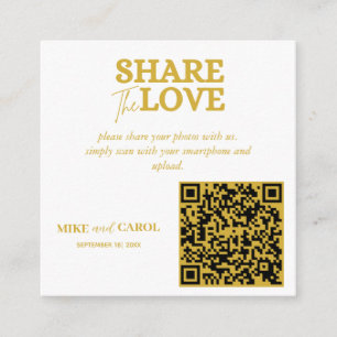 Gold Wedding Photo Sharing With QR Code Enclosure Card