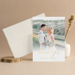 Gold Wedding Photo Thank You Foil Greeting Card<br><div class="desc">Elegant and classic photo wedding thank you flat cards with real gold foil typography.</div>