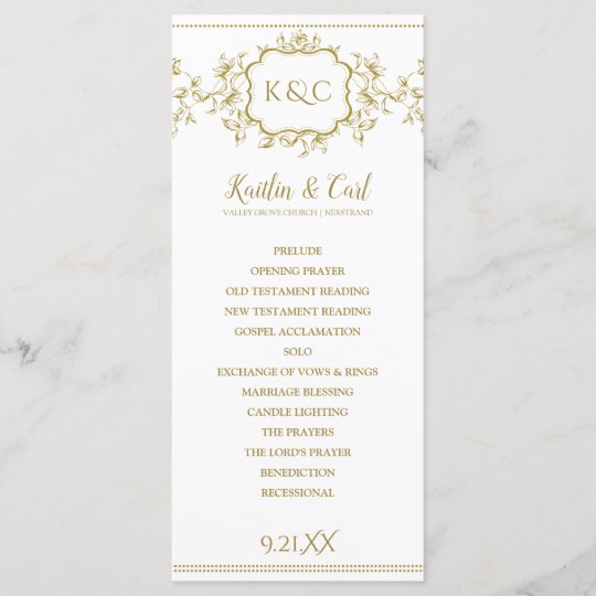 Gold Wedding Programs Monogram Or Initials Zazzle Com