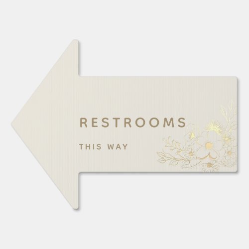 Gold Wedding Restroom This Way Arrow Sign