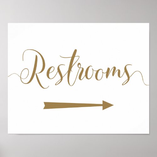 Gold Wedding Restrooms Right Arrow sign