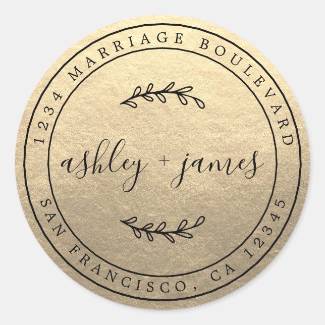 Gold Wedding Return Address Seal (Front)
