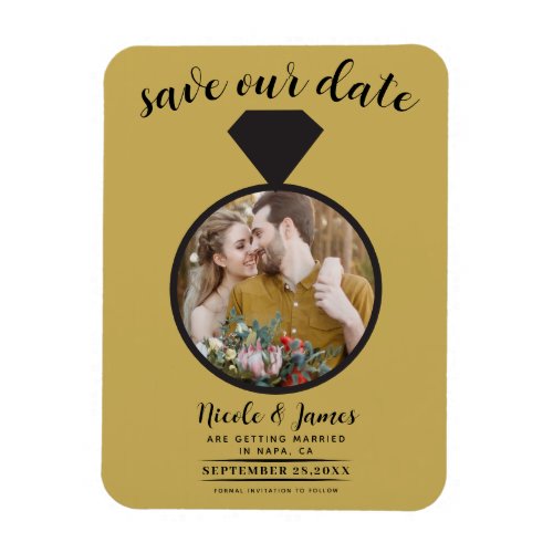 Gold Wedding Ring Photo Save the Date Magnet