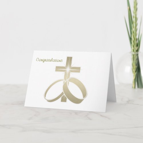 Gold wedding rings and cross art card