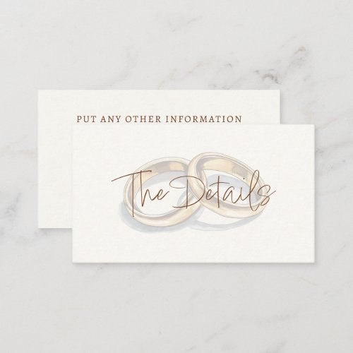 Gold wedding rings background the details enclosure card