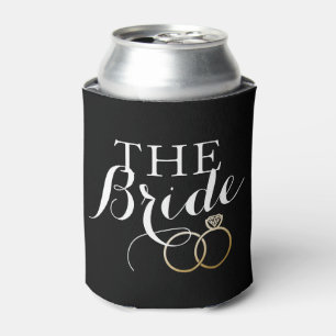 Gold Wedding Rings Bride Custom Can Cooler