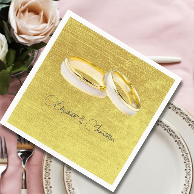 Gold Wedding Rings Custom Design Napkins (Creator Uploaded)