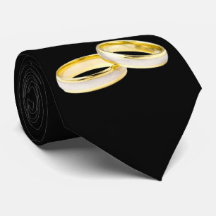 Gold Wedding Rings on Black Neck Tie