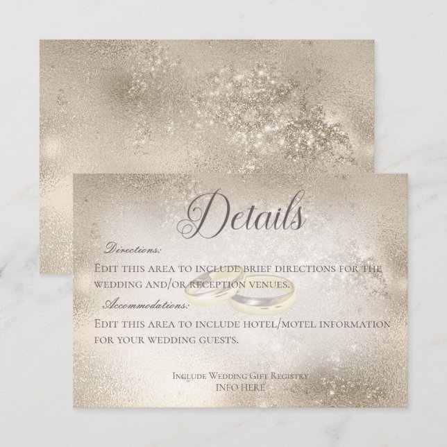 Gold Wedding Rings on Gold Wedding Details  Enclosure Card (Front/Back)