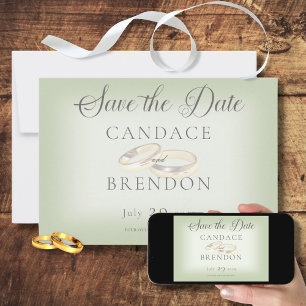 Gold Wedding Rings on Sage Wedding Save The Date
