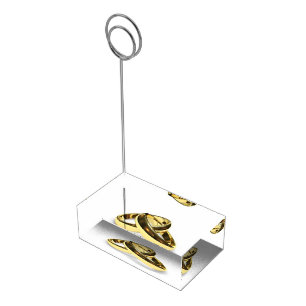 Gold Wedding Rings Table Card Holder