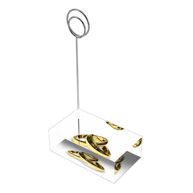 Gold Wedding Rings Table Card Holder (Corner)