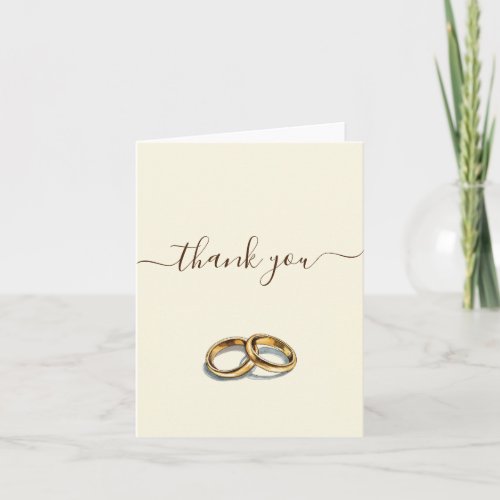 Gold wedding rings thank you card