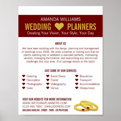 Gold Wedding Rings Wedding Event Planner Advert Poster