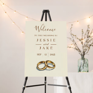 Gold wedding rings Wedding welcome sign