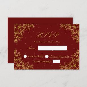 Gold Wedding RSVP with Ornate Floral graphics