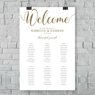Gold Wedding Seating Chart 24x36