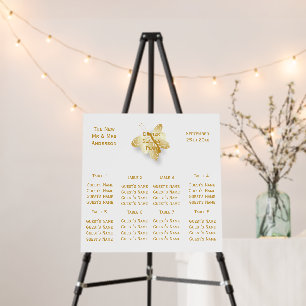 Gold Wedding Seating Chart Butterfly Design Foam Board