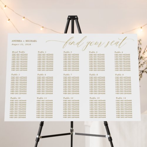 Gold Wedding Seating Chart Elegant Modern Script Foam Board