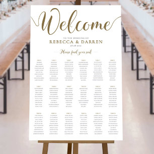 Gold Wedding Seating Chart with 18 Tables