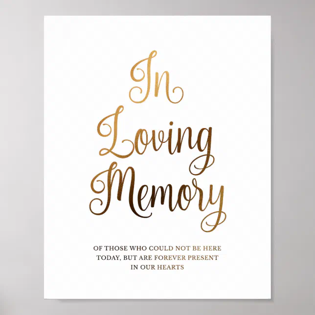 Gold wedding sign for in loving memory | Gold | Zazzle
