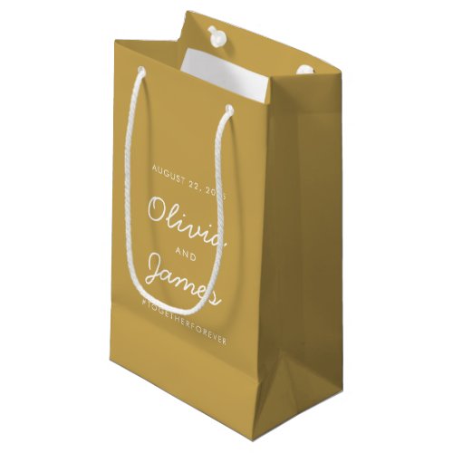 Gold Wedding Simple Elegant Script Hashtag Favor Small Gift Bag