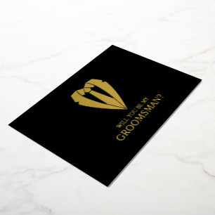 Gold Wedding Suit Personalized Groomsman Proposal Foil Invitation