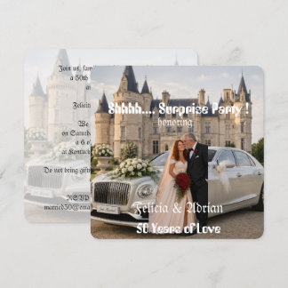 Gold Wedding Surprise Party Photo Invitatation