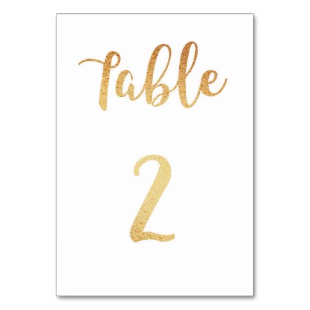 Gold Wedding Table Number. Foil Decor. Table 2 Table Number