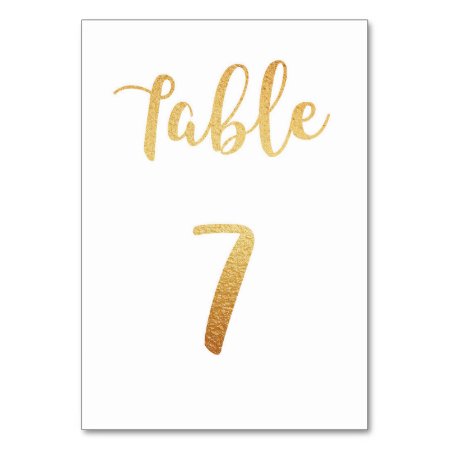Gold Wedding Table Number. Foil Decor. Table 7 Table Number