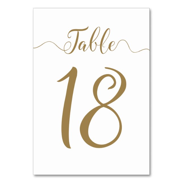 Gold Wedding Table Numbers 18 (Front)