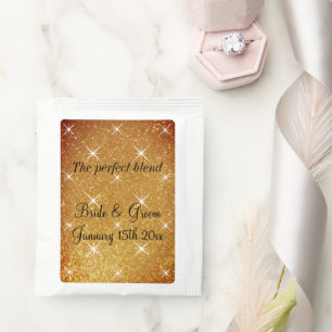 Gold wedding tea bag drink mix with custom tagline